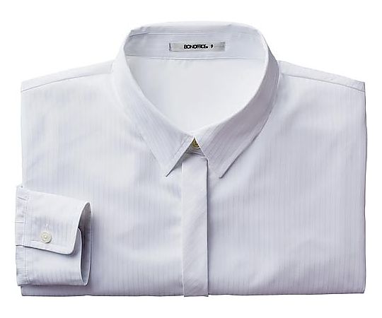 ボンマックス シャドーストライプ長袖ブラウスホワイト9号 HW4163A-15-9 1枚（ご注文単位1枚）【直送品】