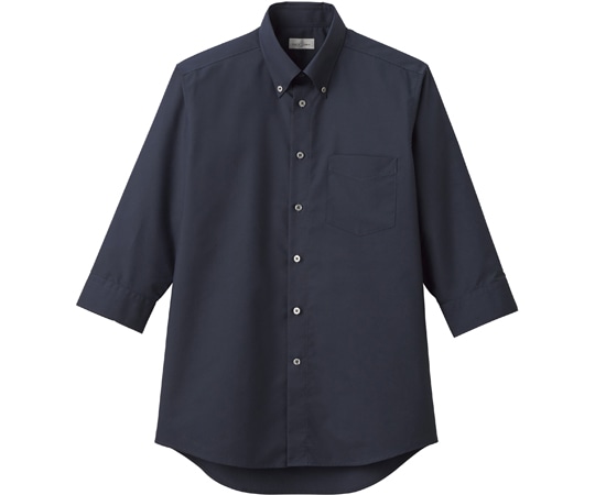 ボンマックス メンズボタンダウン七分袖シャツ ネイビー M FB5050M-8 M 1枚（ご注文単位1枚）【直送品】