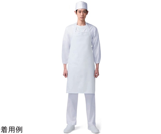 KAZEN 胸当エプロン(首かけ2枚 白 フリー 486-50 フリー 1組（ご注文単位1組）【直送品】