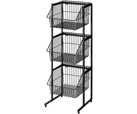 ストア・エキスプレス ネットカゴ3段スタンド 黒 61-778-61-2 1台（ご注文単位1台）【直送品】