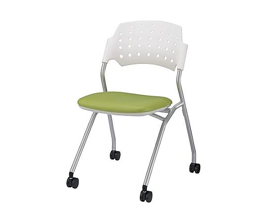 ライオン事務器 折り畳み椅子(キャスター付/グリーン) EA956XA-182 1個（ご注文単位1個）【直送品】