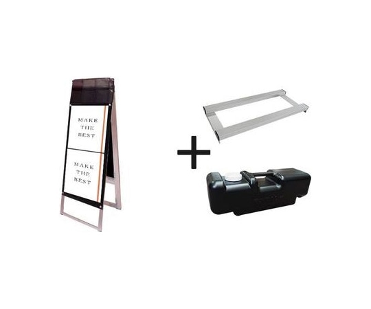常磐精工 ポスター用スタンド看板パンフレットケース付 A3縦縦両面ブラック(屋外用) ウエイトアーム・水タンクセット PSSKP-A3TTRB-G-3SET 1個(ご注文単位1個)【直送品】