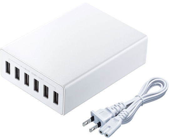 サンワサプライ USB充電器(6ポート・合計12A・ホワイト) ACA-IP67W 1セット（ご注文単位1セット）【直送品】