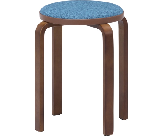 不二貿易 KDファブリック曲木スタッキングスツール ブルー/ブラウン 14547 1個（ご注文単位1個）【直送品】