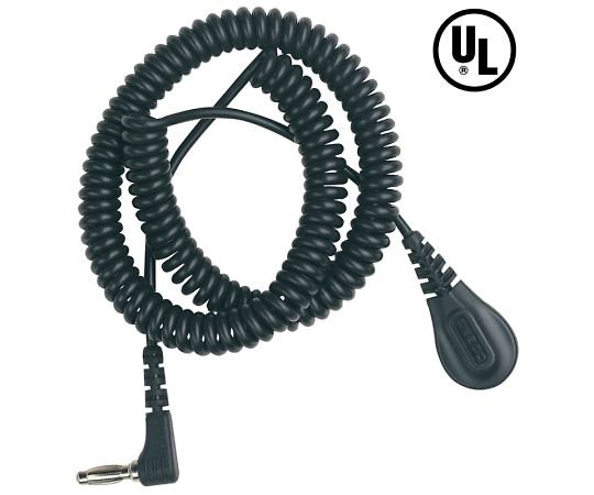 DESCO コード コイル式 バナナジャック 黒 PVC 1.83m L型バナナジャック 4mm 1mΩ 91095 1セット (ご注文単位1セット)【直送品】