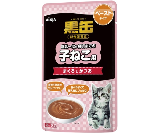 アイシア 黒缶パウチ 子ねこ用 まぐろとかつお ペーストタイプ 60g BP-53 1個（ご注文単位1個）【直送品】
