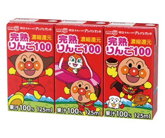 明治アイスクリーム販売 アンパンマンの完熟りんご100 125mL 36本 093935 1ケース※軽（ご注文単位1ケース）【直送品】