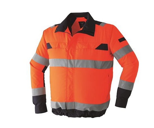空調服 高視認長袖ブルゾン + 空調服Rスターターキット 蛍光オレンジ L 9204+SK23021K90 1セット(ご注文単位1セット)【直送品】