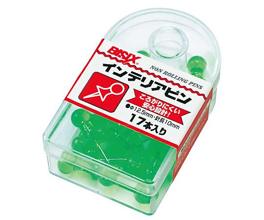 ミツヤ インテリアピン 緑 17本×5箱入 BX1-5-GR 1ケース（ご注文単位1ケース）【直送品】