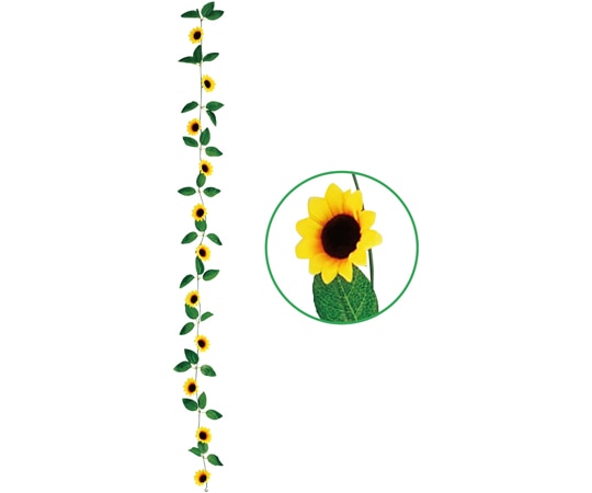 アズワン ひまわり造花ガーランド ベーシック 180cm 3本組 35-13-6-1 1本(ご注文単位1本)【直送品】