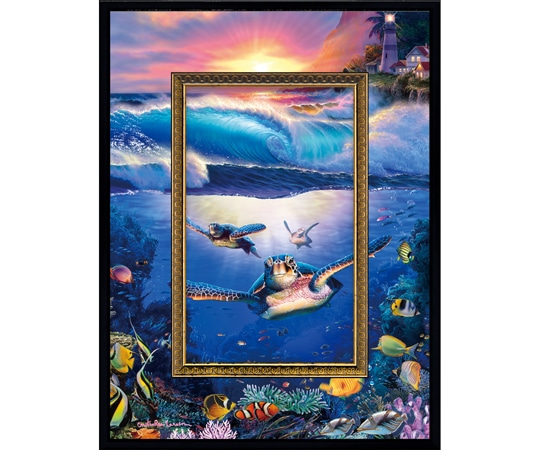 ユーパワー クリスチャン・リース・ラッセン ビッグアート｢カミングホーム タートルズ(Sサイズ)｣ CL-05015 1個（ご注文単位1個）【直送品】