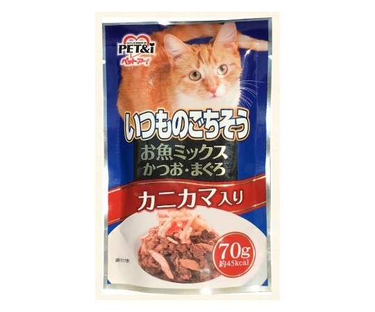 ペットアイ いつものごちそう お魚ミックス かつお・まぐろ カニカマ入り 70g  1箱（ご注文単位1箱）【直送品】