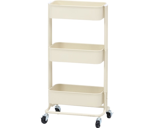 不二貿易 キッチンワゴン バスケット3段 スリム アイボリー 14717 1個（ご注文単位1個）【直送品】