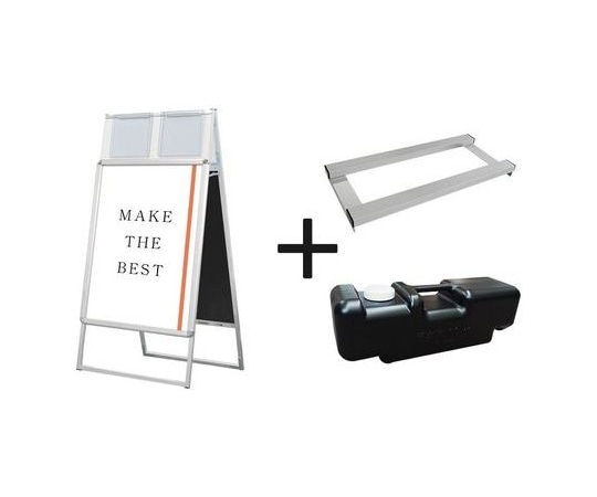 常磐精工 ポスターグリップスタンド看板カタログケース付(屋内用) A1両面シルバー ウエイトアーム・水タンクセット PGSKK-A1RS-3SET 1個（ご注文単位1個）【直送品】