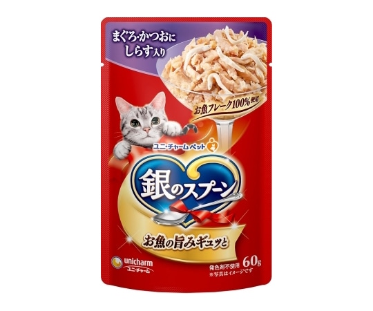 ユニ・チャーム 銀のスプーン パウチ まぐろ・かつおにしらす入り 60g  1個（ご注文単位1個）【直送品】