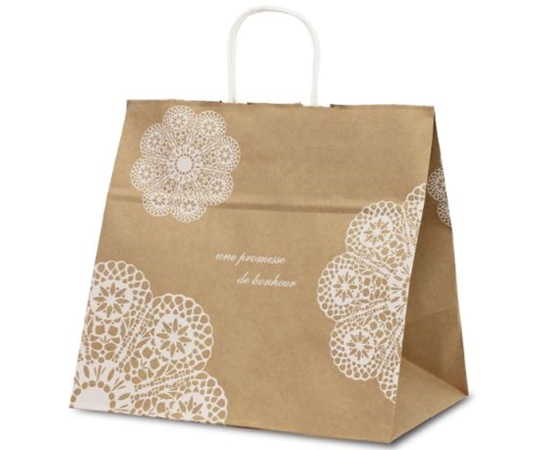 ベルベ 紙袋 自動紐手提袋 T-11W レースィ(白) 200枚 1180 1ケース（ご注文単位1ケース）【直送品】