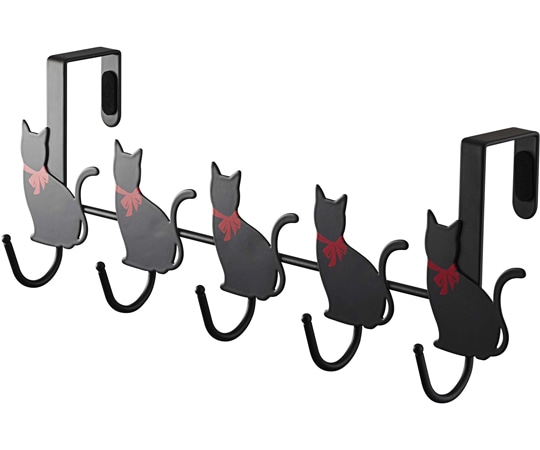 山崎実業 ドアハンガー猫 5連 横型 ブラック 7935 1個（ご注文単位1個）【直送品】