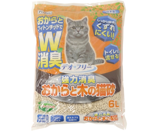 ペットプロジャパン デオフリー 強力消臭 おからと木の猫砂 6L  1個（ご注文単位1個）【直送品】