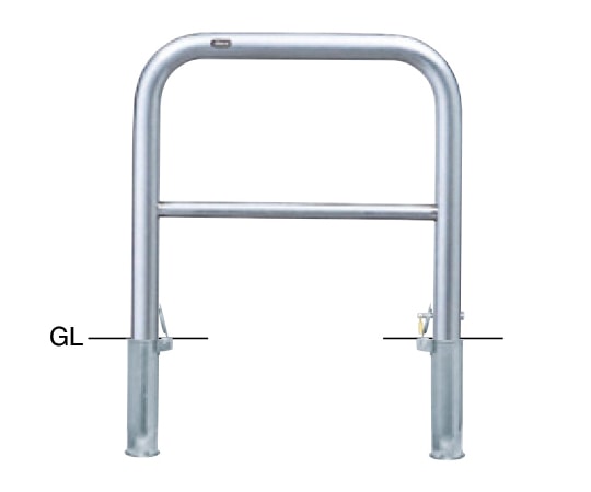 サンポール ステンレス アーチ型車止め(横桟付)差込式カギ付 φ60.5(t3.0)×W700×H650mm AH-7SK7-650 1台(ご注文単位1台)【直送品】