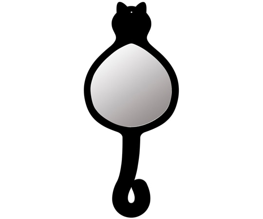 堀内鏡工業 ネコ形壁掛けミラー Cat Mirror 窓際にゃんこ BK CM-01 1個（ご注文単位1個）【直送品】