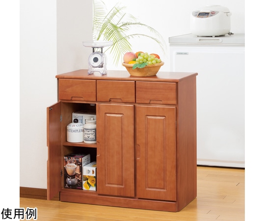 ファミリー・ライフ 天然木カウンターワゴン 3枚扉 ブラウン 0254510 1箱（ご注文単位1箱）【直送品】