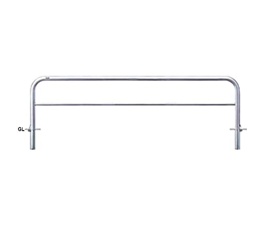 サンポール ステンレス アーチ型車止め(横桟付)差込式フタ付 φ60.5(t3.0)×W3000×H800mm AH-7SF30-800 1台(ご注文単位1台)【直送品】