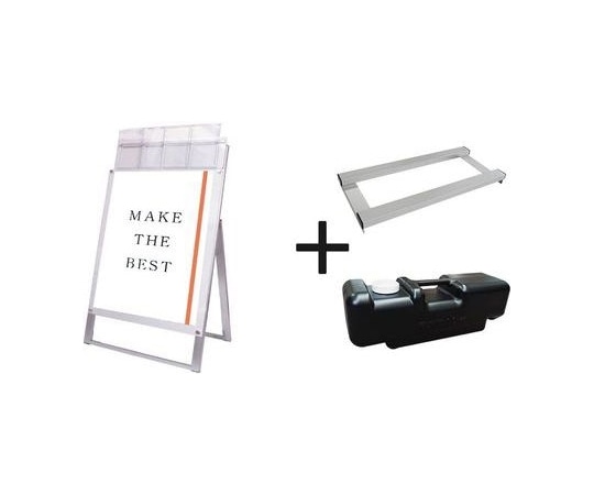 常磐精工 ポスター用スタンド看板パンフレットケース付 B2片面ホワイト(屋外用) ウエイトアーム・水タンクセット PSSKP-B2KW-G-3SET 1個（ご注文単位1個）【直送品】