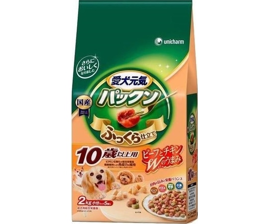 ユニ・チャーム 愛犬元気パックン 10歳以上用 ビーフ・ささみ・緑黄色野菜・小魚入り2.0kg  1個（ご注文単位1個）【直送品】