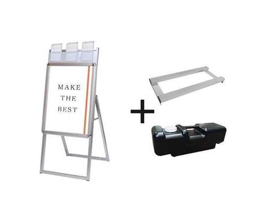 常磐精工 ポスターグリップスタンド看板パンフレットケース付(屋外用) A2片面シルバー ウエイトアーム・水タンクセット PGSKP-A2KS-G-3SET 1個（ご注文単位1個）【直送品】