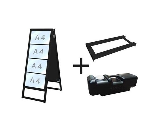 常磐精工 ブラックバリウスカードケーススタンド看板 A4横8両面 ウエイトアーム・水タンクセット BVACCSK-A4Y8R-3SET 1個（ご注文単位1個）【直送品】
