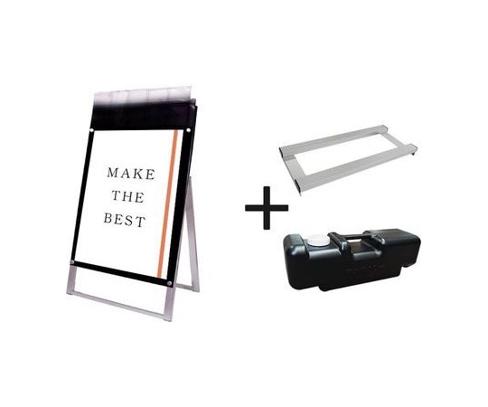 常磐精工 ポスター用スタンド看板パンフレットケース付 A1片面ブラック(屋外用) ウエイトアーム・水タンクセット PSSKP-A1KB-G-3SET 1個（ご注文単位1個）【直送品】
