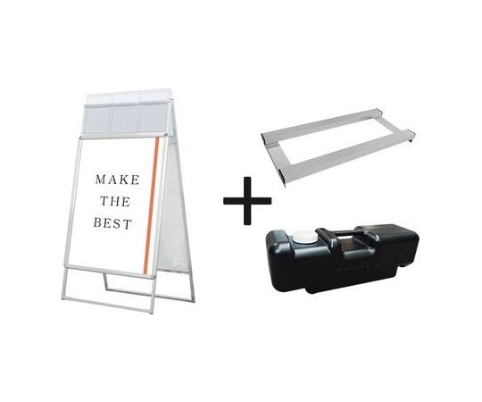 常磐精工 ポスターグリップスタンド看板カタログケース付(屋外用) B1両面シルバー ウエイトアーム・水タンクセット PGSKK-B1RS-G-3SET 1個（ご注文単位1個）【直送品】