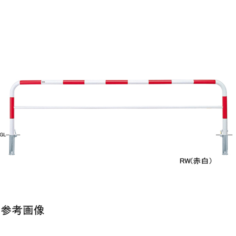 サンポール スチール製 アーチ型車止め(横桟付)差込式カギ付 φ60.5(t2.8)×W3000×H800mm 白 FAH-7SK30-800(W) 1台(ご注文単位1台)【直送品】