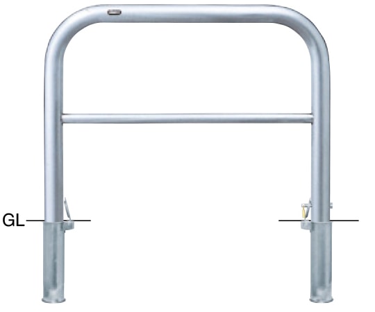 サンポール ステンレス アーチ型車止め(横桟付)差込式カギ付 φ60.5(t3.0)×W1000×H800 AH-7SK10-800 1台(ご注文単位1台)【直送品】