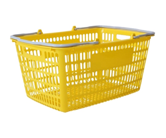 大和産業 買い物かご イエロー把手 ライトグレー 5個入 SL-20 1セット（ご注文単位1セット）【直送品】