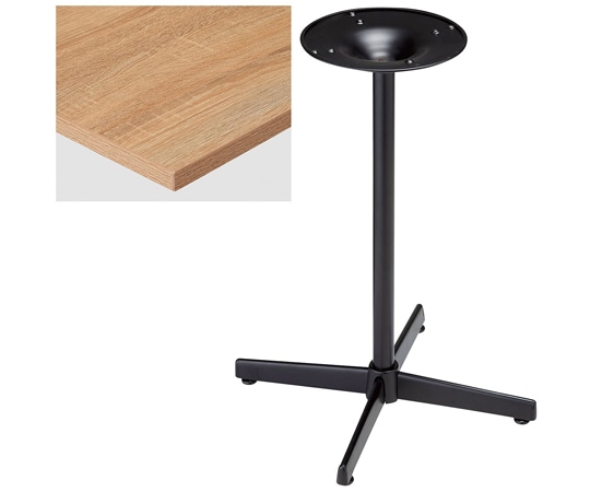 アズワン カフェテーブル W50×D60cm 天板:ラスティック 脚:ブラック 61-801-89-2 1台（ご注文単位1台）【直送品】