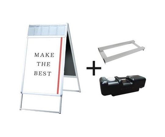 常磐精工 ポスターグリップスタンド看板パンフレットケース付(屋内用) A1両面シルバー ウエイトアーム・水タンクセット PGSKP-A1RS-3SET 1個（ご注文単位1個）【直送品】