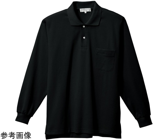 三愛 長袖ポロシャツ ブラック 裏綿素材 3L 8700 1着(ご注文単位1着)【直送品】