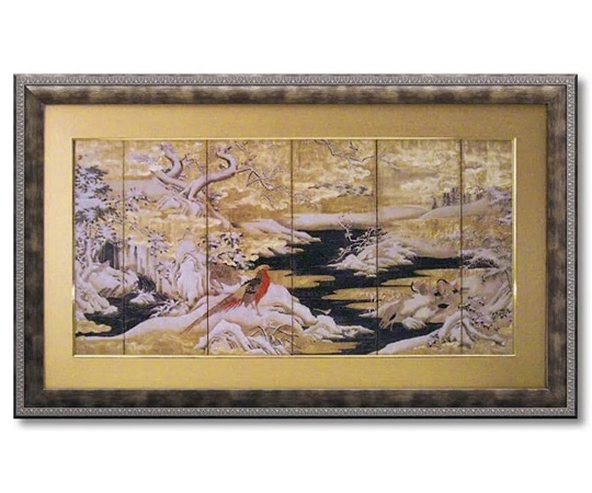 ユーパワー 和風フレーム｢赤い鳥と山水｣ AM-23004 1個（ご注文単位1個）【直送品】