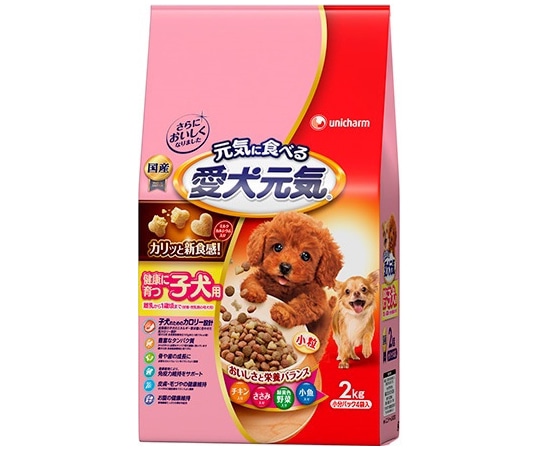 ユニ・チャーム 愛犬元気 健康に育つ子犬用 チキン・ささみ・緑黄色野菜・小魚入り 2kg  1個（ご注文単位1個）【直送品】