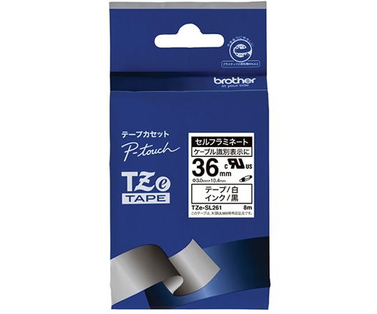 ブラザー ピータッチ セルフラミネートテープ 幅36mm(黒文字/白)ケーブルマーキング TZe-SL261 1個(ご注文単位1個)【直送品】