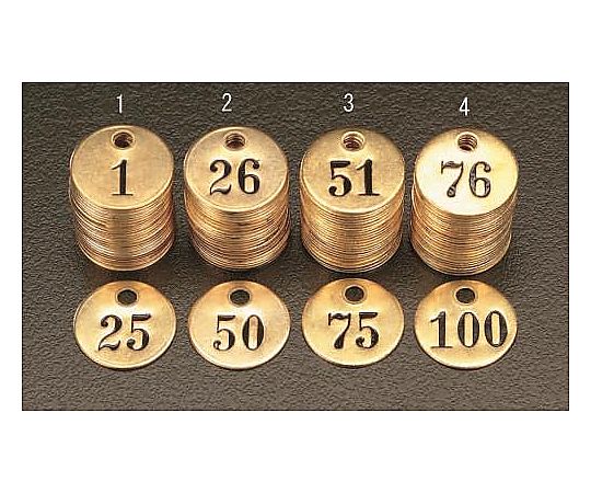 エスコ 26 - 50 25枚組ナンバーチェック(25mm丸) EA591HH-2 1組(ご注文単位1組)【直送品】