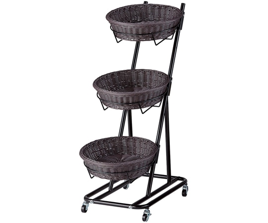 ストア・エキスプレス PP製バスケット付き3段スタンド 丸型 ブラック 61-798-89-11 1台（ご注文単位1台）【直送品】