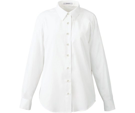 カーシーカシマ ENJOY シャツブラウス FINE SAROU TWILL ホワイト 13号 EWB804 1枚（ご注文単位1枚）【直送品】