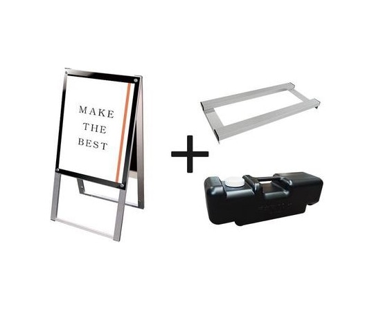 常磐精工 ポスター用スタンド看板マグネジ A2両面ブラック ウエイトアーム・水タンクセット PSSKMN-A2RB-3SET 1個（ご注文単位1個）【直送品】