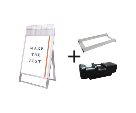 常磐精工 ポスター用スタンド看板パンフレットケース付 A1片面ホワイト(屋外用) ウエイトアーム・水タンクセット PSSKP-A1KW-G-3SET 1個（ご注文単位1個）【直送品】