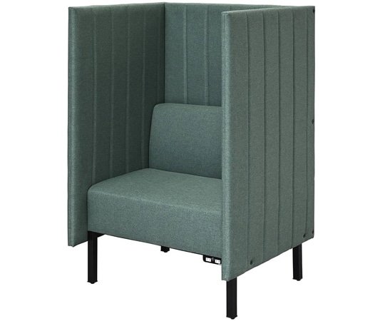 アール・エフ・ヤマカワ カッコ ファブリックソファ W800×H1230 グリーン 両側パネルタイプ コンセント付き RFFBS-8012GNR-NC 1台（ご注文単位1台）【直送品】