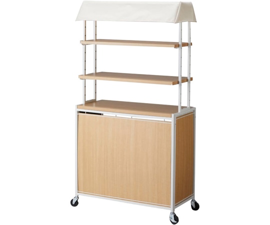 アズワン 【什器セットまるごと購入】ハコマルシェセット 白テント/エクリュ 棚上部2段+中間1段 61-805-8-1 1セット（ご注文単位1セット）【直送品】