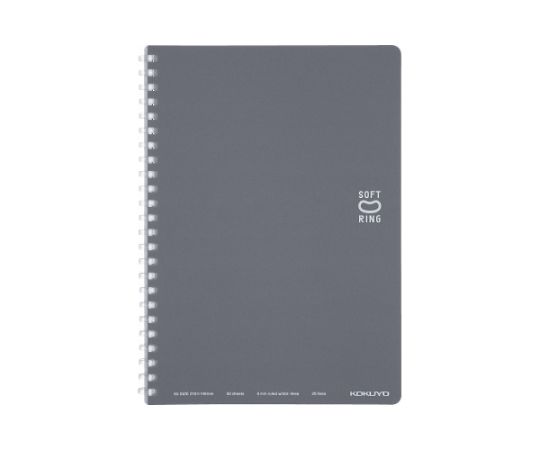 コクヨ ソフトリングノート(ドット入り罫線)A5 濃灰 ス-SV331BT-DM 1冊（ご注文単位1冊）【直送品】