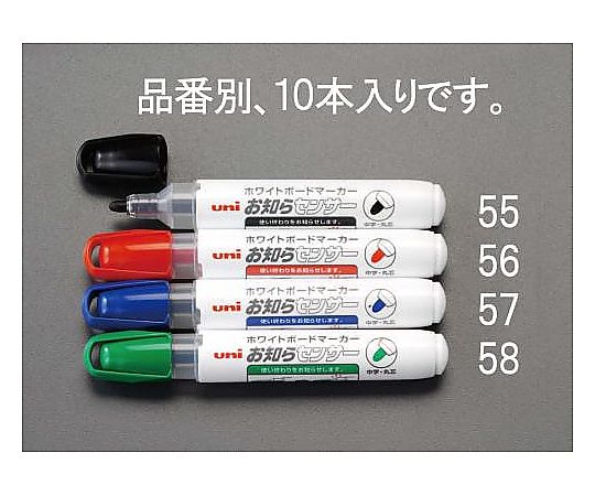 エスコ [青] ホワイトボードマーカー(10本) EA765MJ-57 1箱(ご注文単位1箱)【直送品】